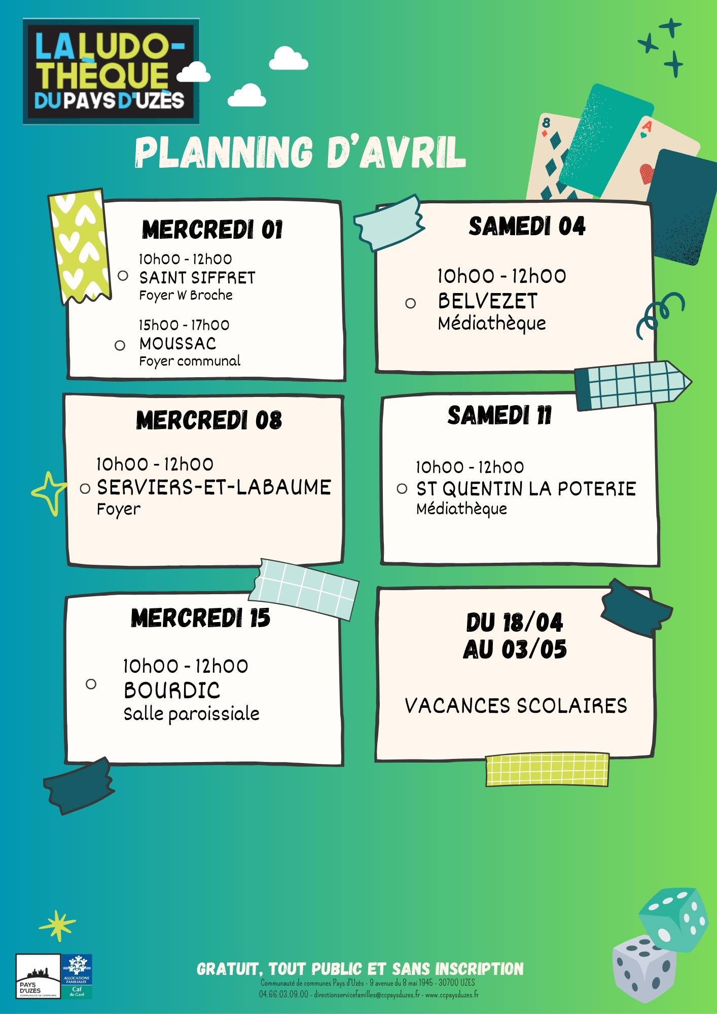 Planning ludotheque AVRIL 2026